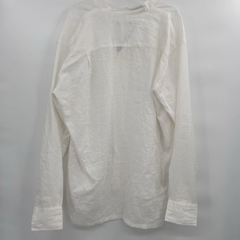 Mens‎ 100% Linen Button Down Long Sleeve Shirt Size XXL White Beachy Wedding - Picture 13 of 14